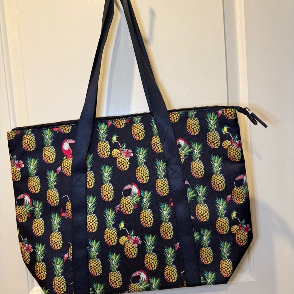 Black and Yellow Pineapple Print Tote Bag